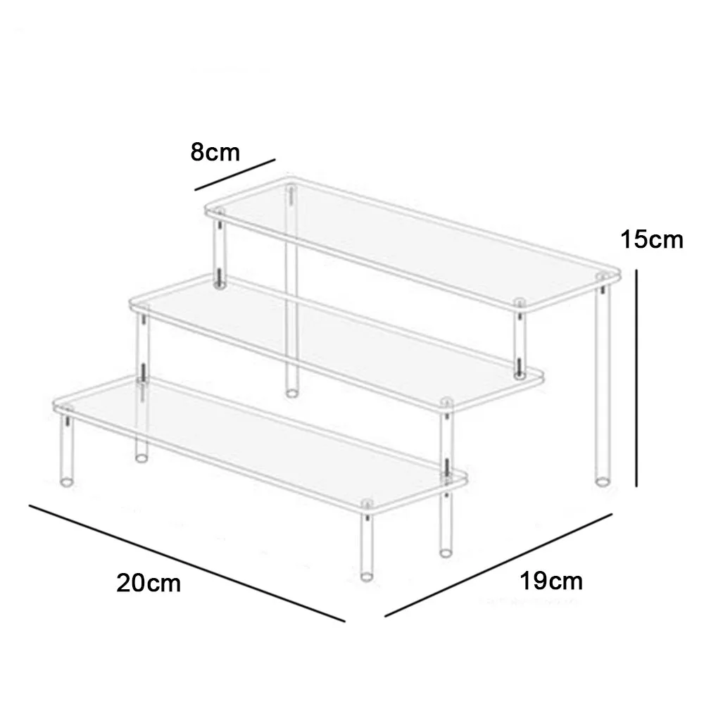 1-4 Tier Acryl Display Stand Duurzaam Display Rack Voor Cupcake Parfum Pop Transparante Trapeziumvormige Blind Box Opslag Plank