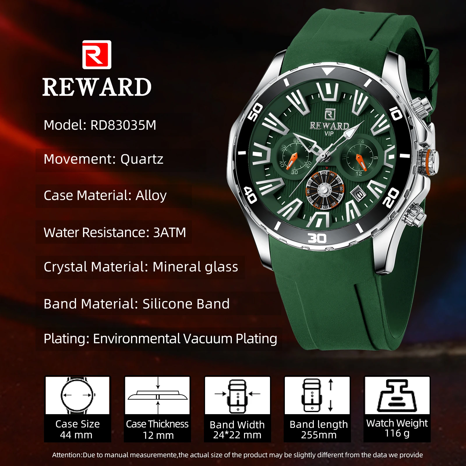 REWARD VIP New Design Watches for Men Fashion Quartz Wrist Watches Waterproof Chronograph Luminous Sport Wristwatch