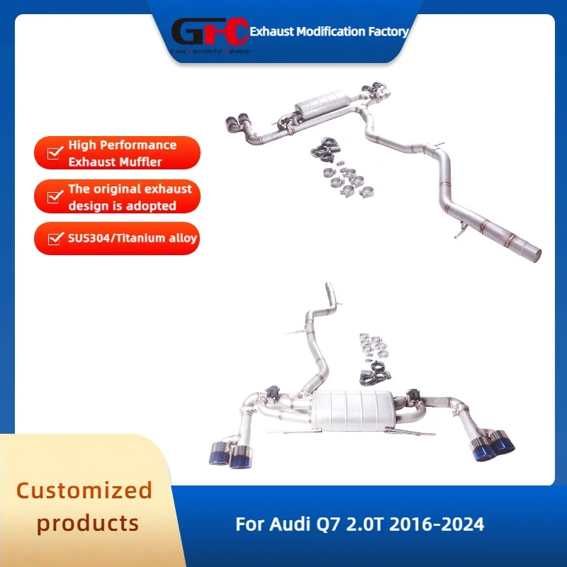 

GFC SUS304 Catback глушитель для Audi Q7 2.0T 2016-2024, высокопроизводительный электронный клапан, аксессуары для автомобильной выхлопной системы