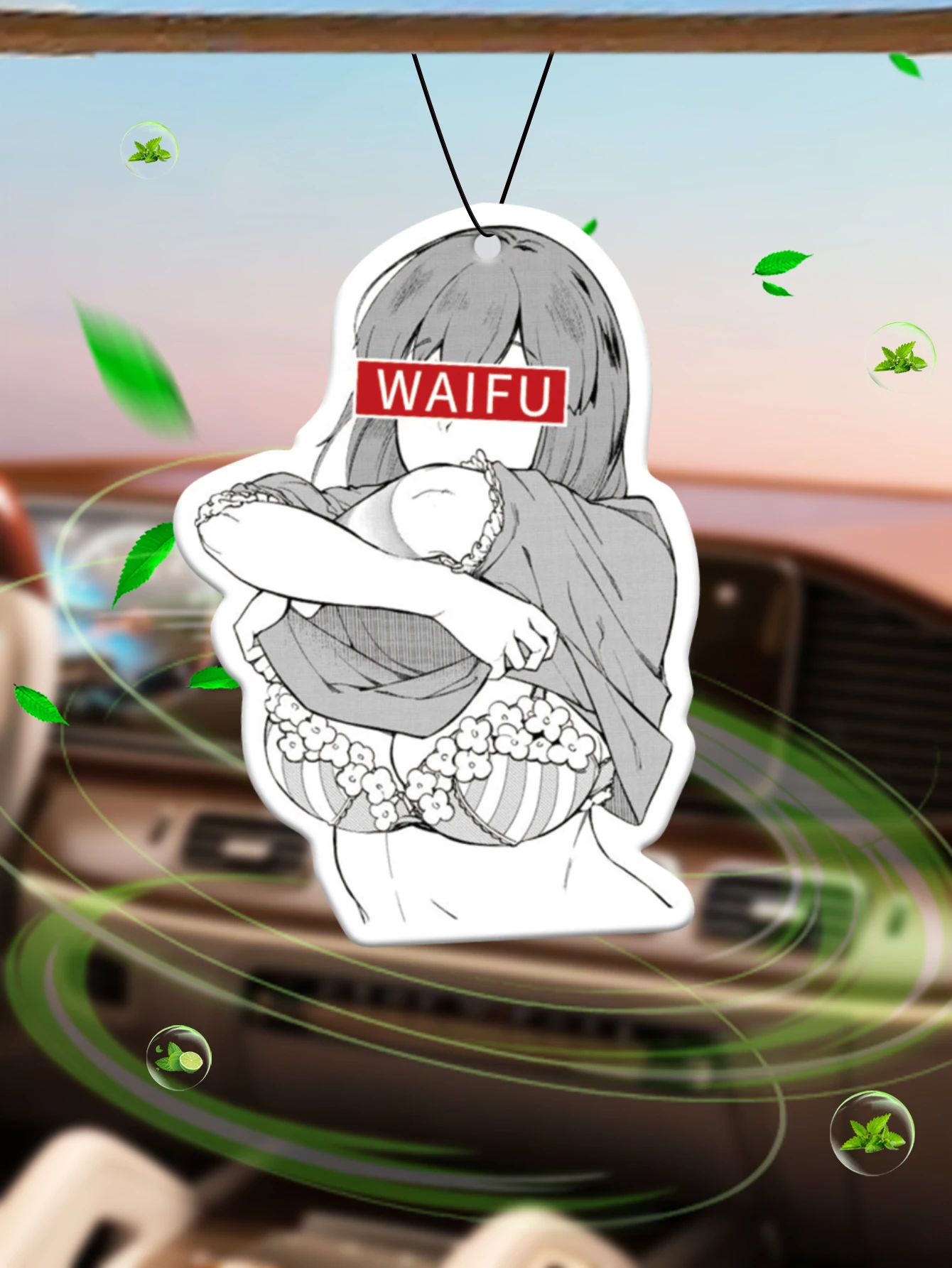 Anime Design Waifu Hilton (Hotel Scent) Car Air Freshener |   Rearview Mirror Hanger & Dual-Purpose Air Vent Clip |   Natural Material Aromatherapy Tablets |   Long-Lasting Fragrance for 90 Days |   Alcohol-Free |   Not Afraid of the Sun Exposure |   Designed Specifically for Odor Removal in Cars, Closets, and Bathrooms. |   Cartoon Animation Graphics |   Unisex |   Luxury-Grade Fragrance |   Five-Star Hotel