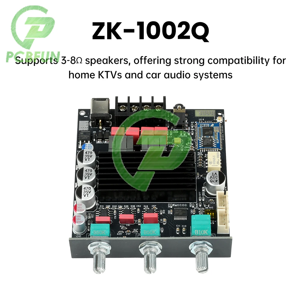

ZK-1002Q 100Wx2 Digital Amplifier Board QCC3034+ TPA3116 Bluetooth 2.0 Channel APTX Lossless Audio Amp Module