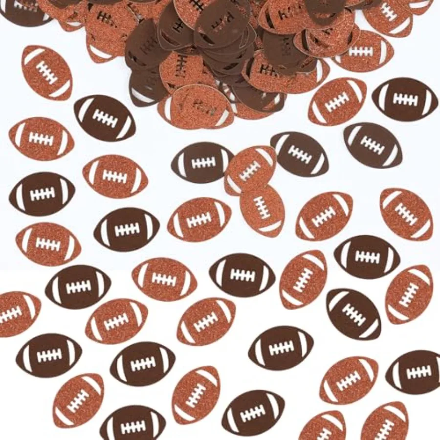 

200Pcs Football Confetti, Glitter Football Baby Shower Decorations, Sports Theme Party Table Scatters Decoration Brown