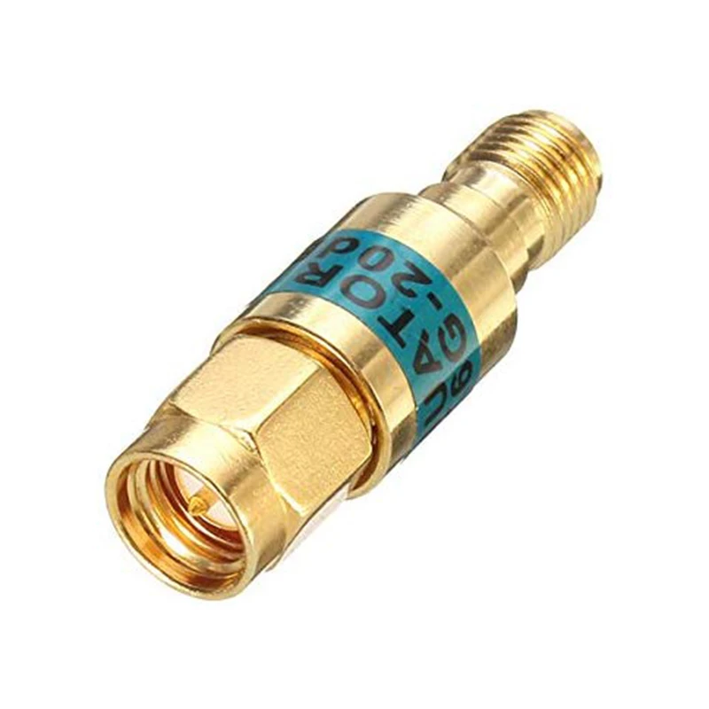 Gold Plated Brass 2W SMA RF Attenuator DC-6GHz 1dB.3dB.5dB.6dB.10dB.15dB.20dB.30db Attenuation 50Ohm