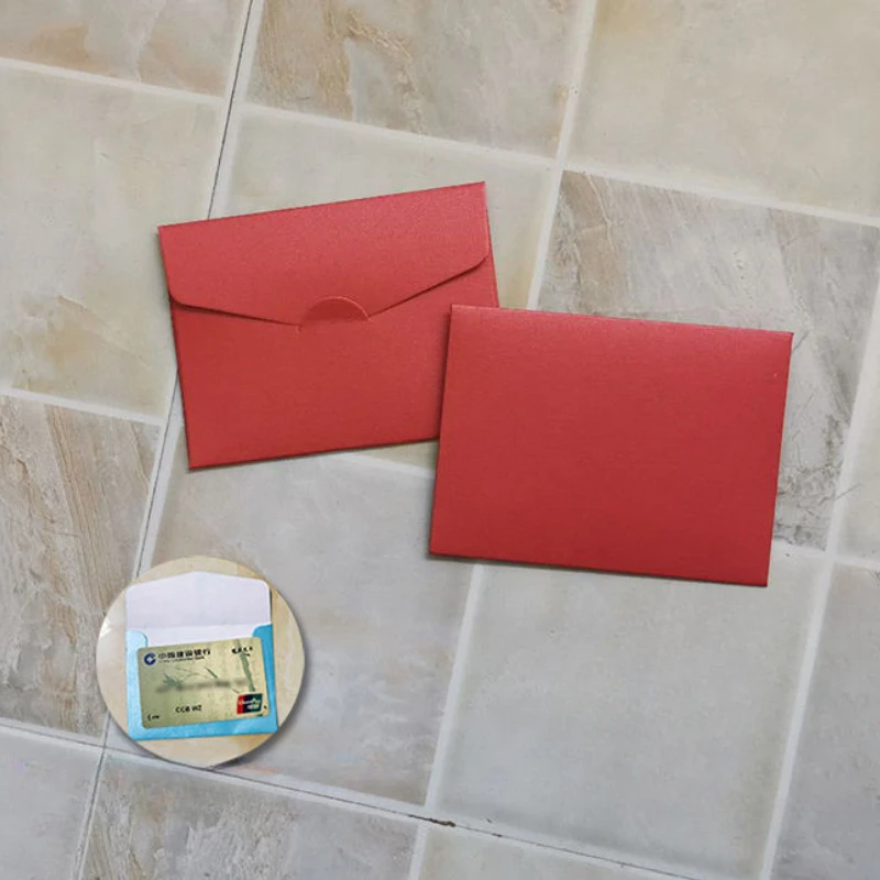 50PCS Custom logo Mini Envelope Bank Credit Card Envelopes Vip Mebership Card Sleeve Thickened Pearl Paper Gold Stamping