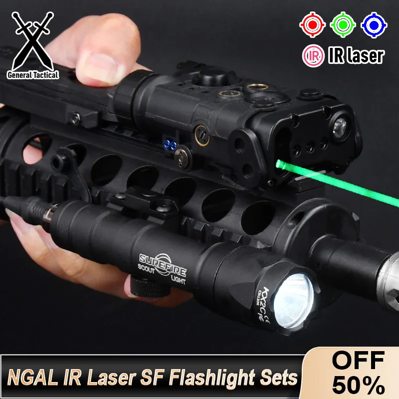 

Tactical Airsoft NGAL Red Dot Green Blue IR Full Function Laser SF Flashlight Sets Surefir M300A M600C For Hunting Weapon Light