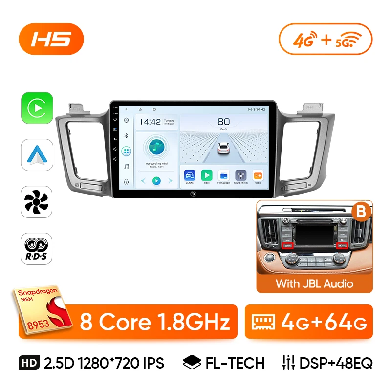 Ainavi autoradio voor Toyota RAV4 RAV 4 XA40 2012-2019 Carplay Android Auto Qualcomm autoradio multimediaspeler DSP 48EQ 2 Din