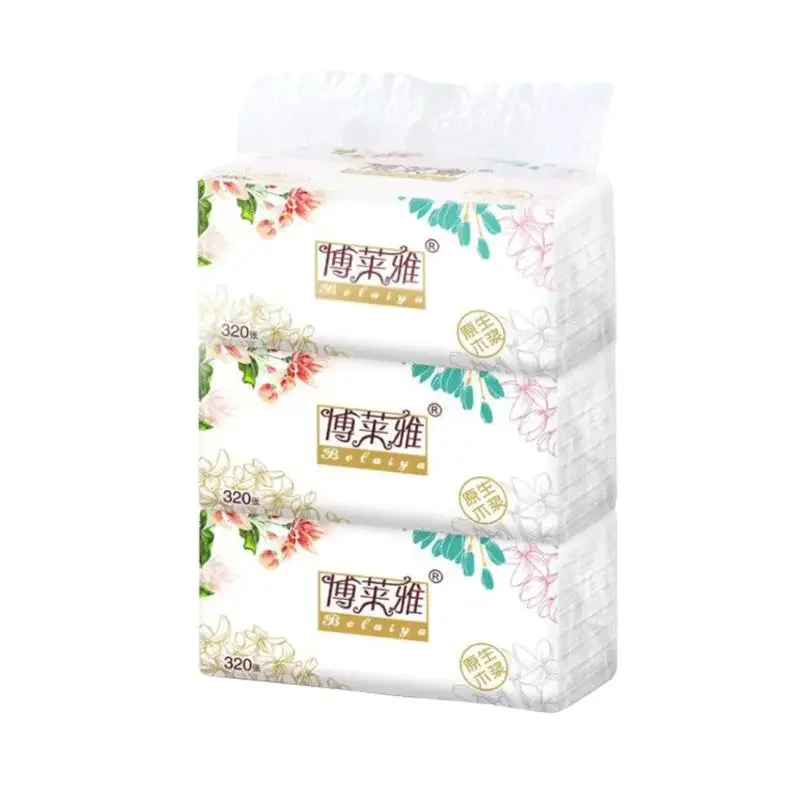 2021 New 3-Ply Facial Tissue, Soft Facial Paper, 320 Tissues per Pack, Household