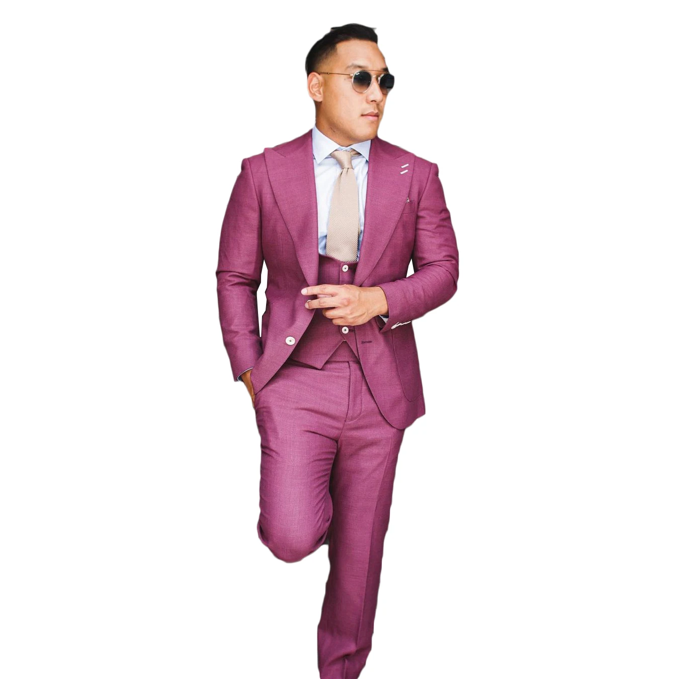 Fashion Wedding Suits For Men Peak Lapel Groom Wear Slim Fit Single Breasted Tuxedos Business Party 2 Pcs Jacket Pants