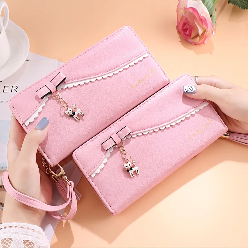 

Pendant New Hand Strap Mobile Phone Bag Ladies Tassel Zipper Mid-Length Wallet Clutch Dropshipping