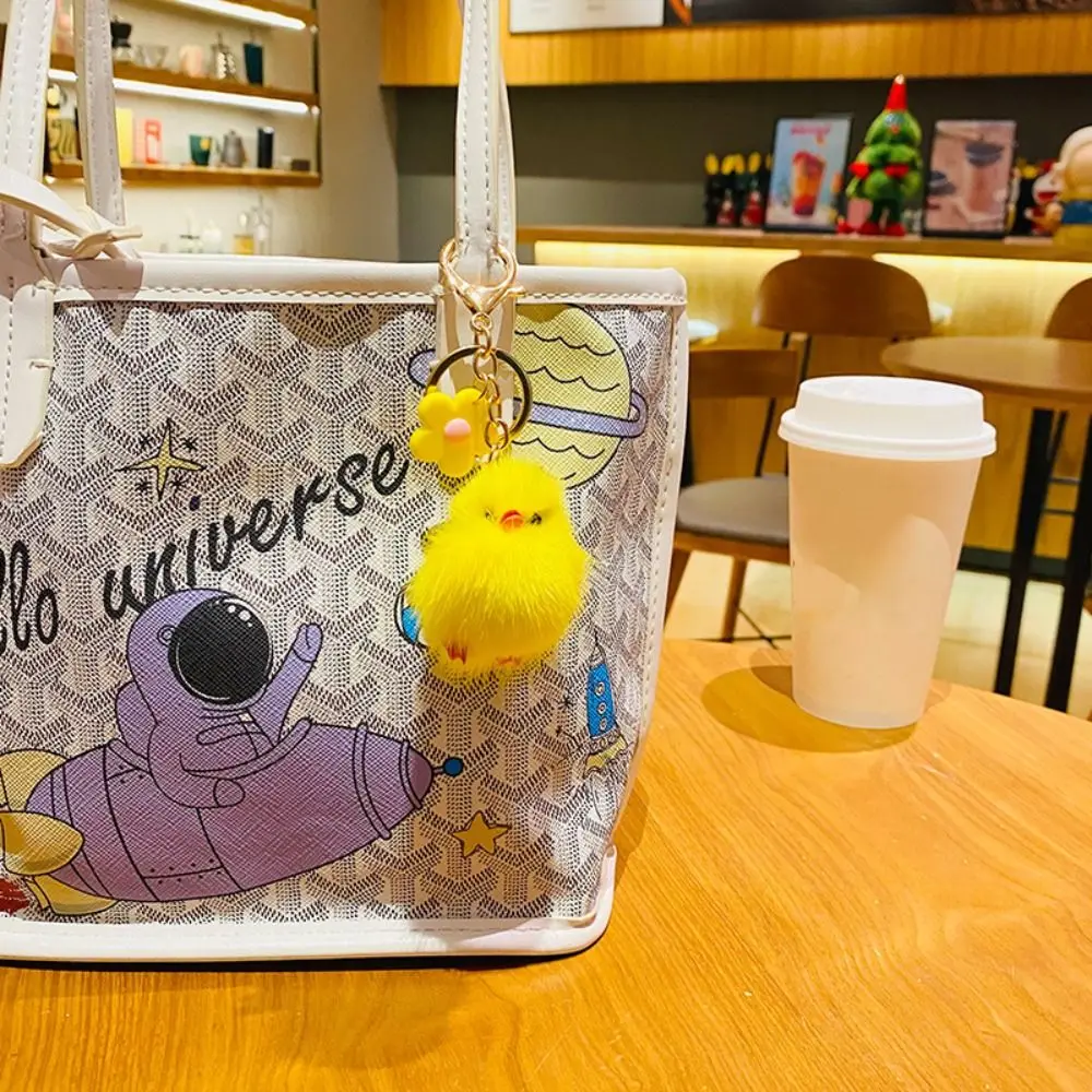 พวงกุญแจไก่ขนปุย น่ารัก สไตล์การ์ตูน ของตกแต่งกระเป๋า ป้องกันการสูญหาย ของขวัญสำหรับเด็ก