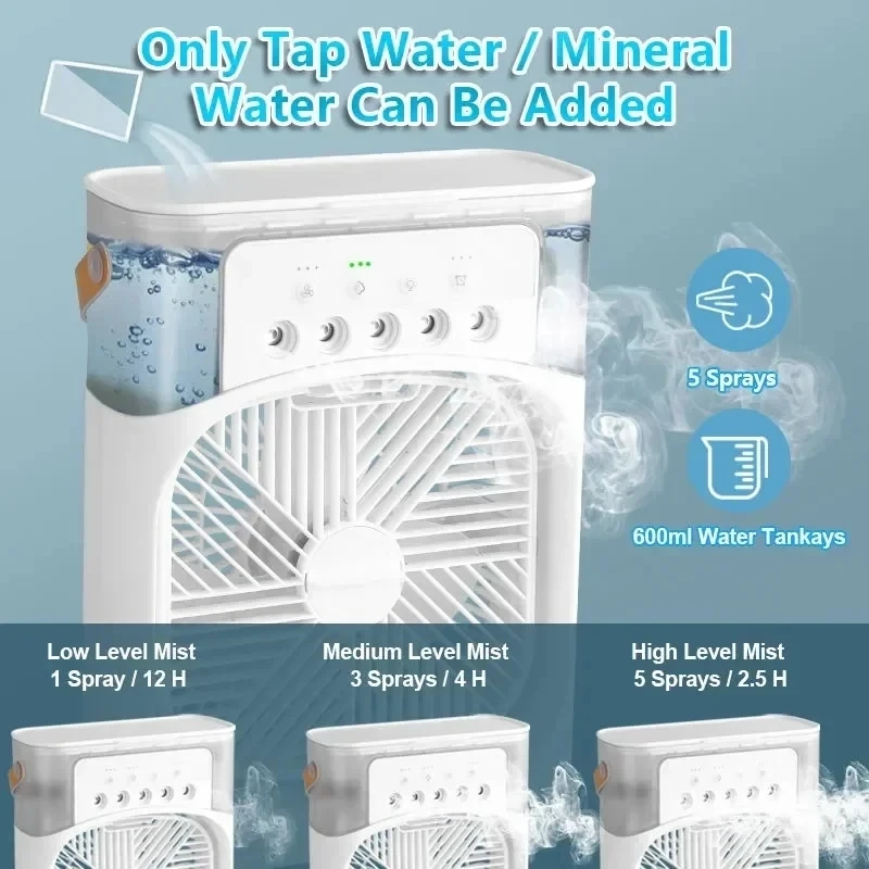 New 3-in-1 fan, air conditioner, mini home air cooler, LED night light, portable humidifier, air conditioning fan, office and ho image 3