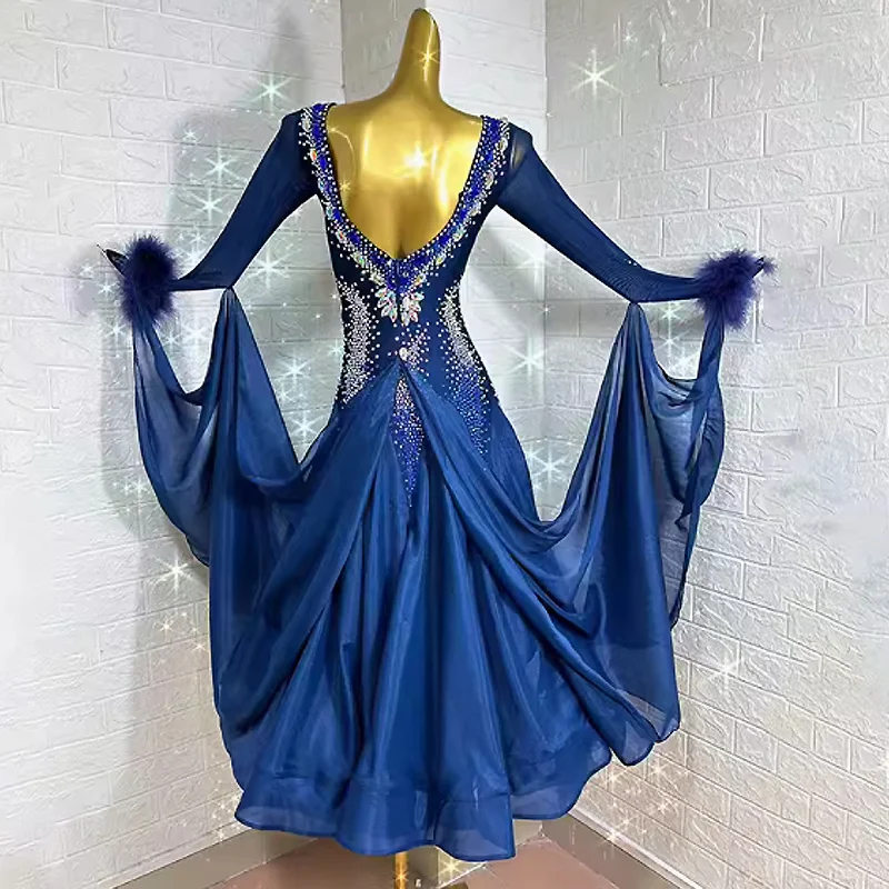 Ballroom Competition Dance Costume Adult Senior Elegant Standard Ballroom Dancing Dress Customize Profession Waltz Dance Dresses