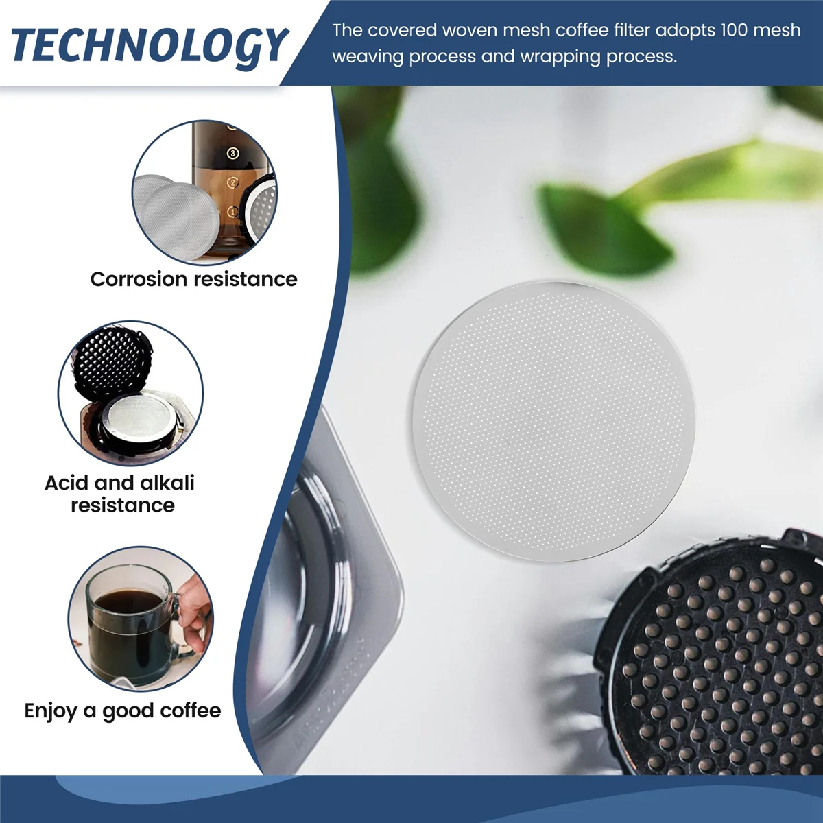 High-end 3 Pack Metal Reusable Coffee Filter Mesh for AeroPress Coffee Maker Espresso Maker, Silver