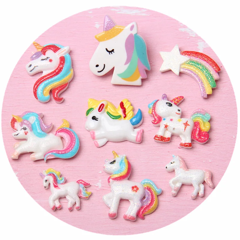 Blend Shapes Cute animal horse/rainbow resin flat back scrapbook Kawai DIY decorative accessories 10pcs L44