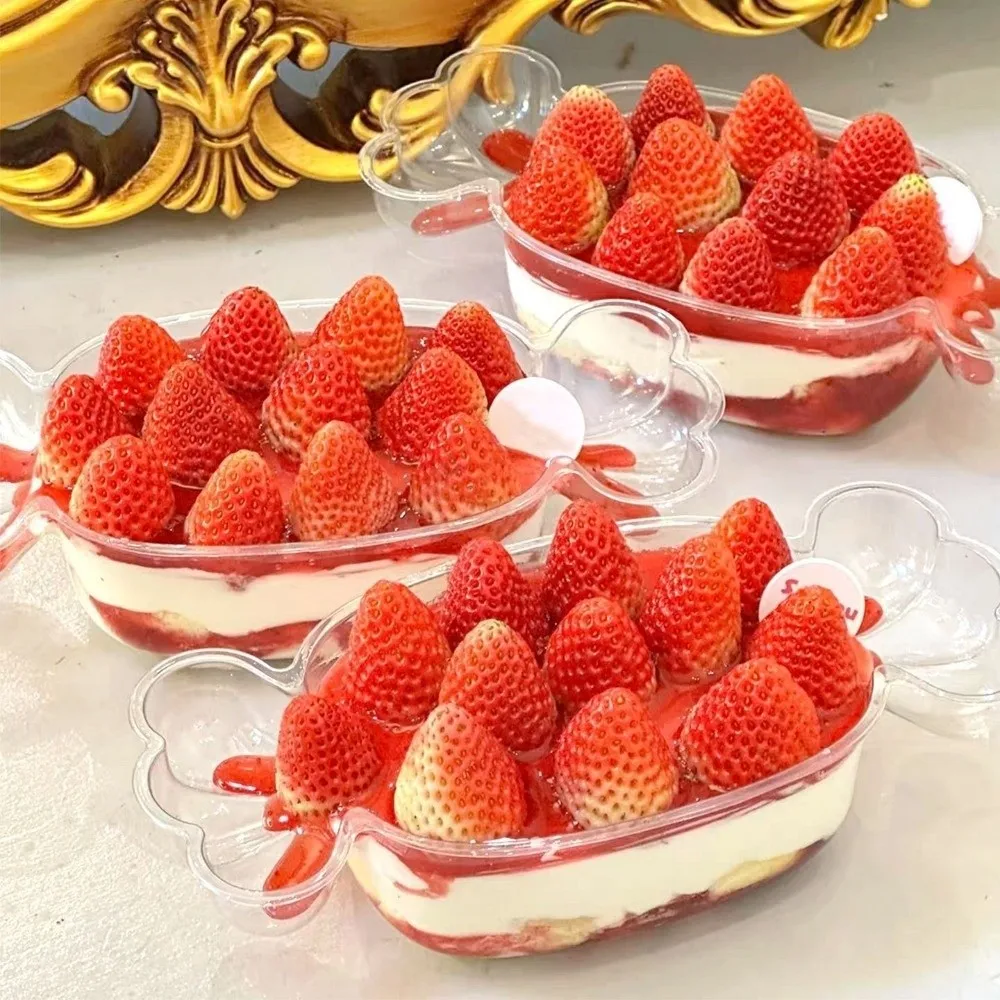

10Pcs Transparent Candy-Shaped Cake Box Airtight Plastic Clear Dessert Box Gift Box with Lid Fruit Salads Box Holiday Events