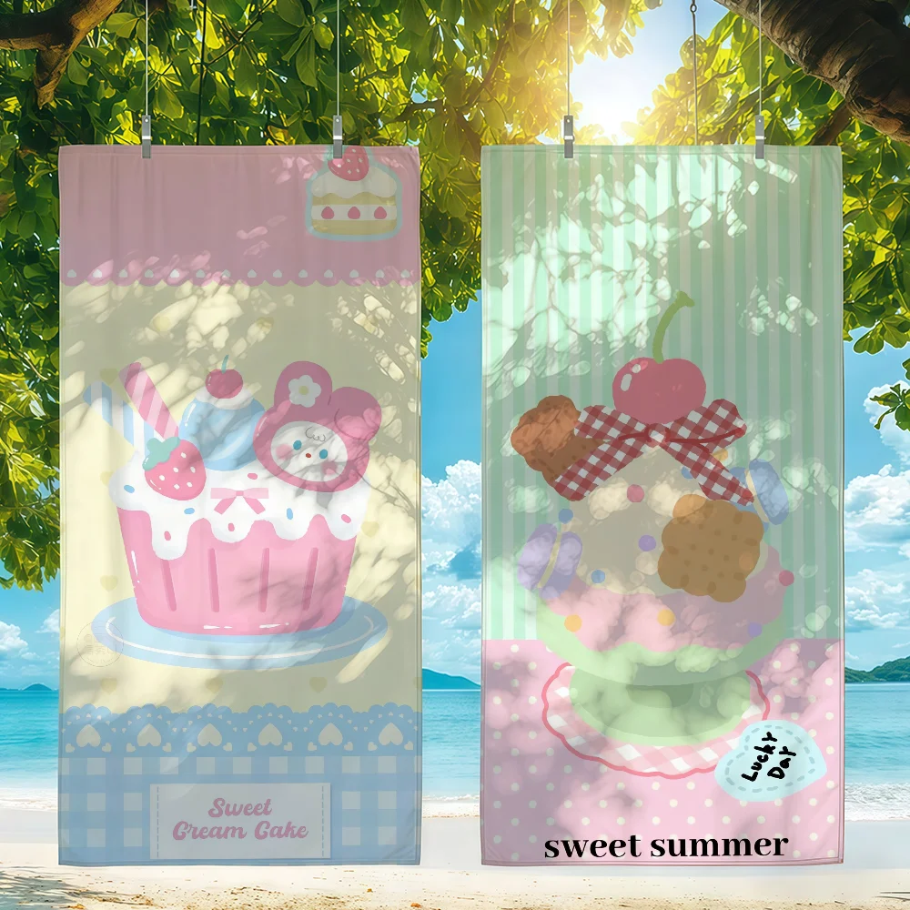 Cartoon Ice Cream Towel For Swim Yoga Gym Quick Drying Soft and skin-friendly Beach Towels All-Season
