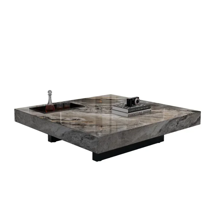 Marble Top Coffee Table Living Room Luxury Stone Rectangular Coffee Table Modern Topper Italian Table Basse Home Furniture