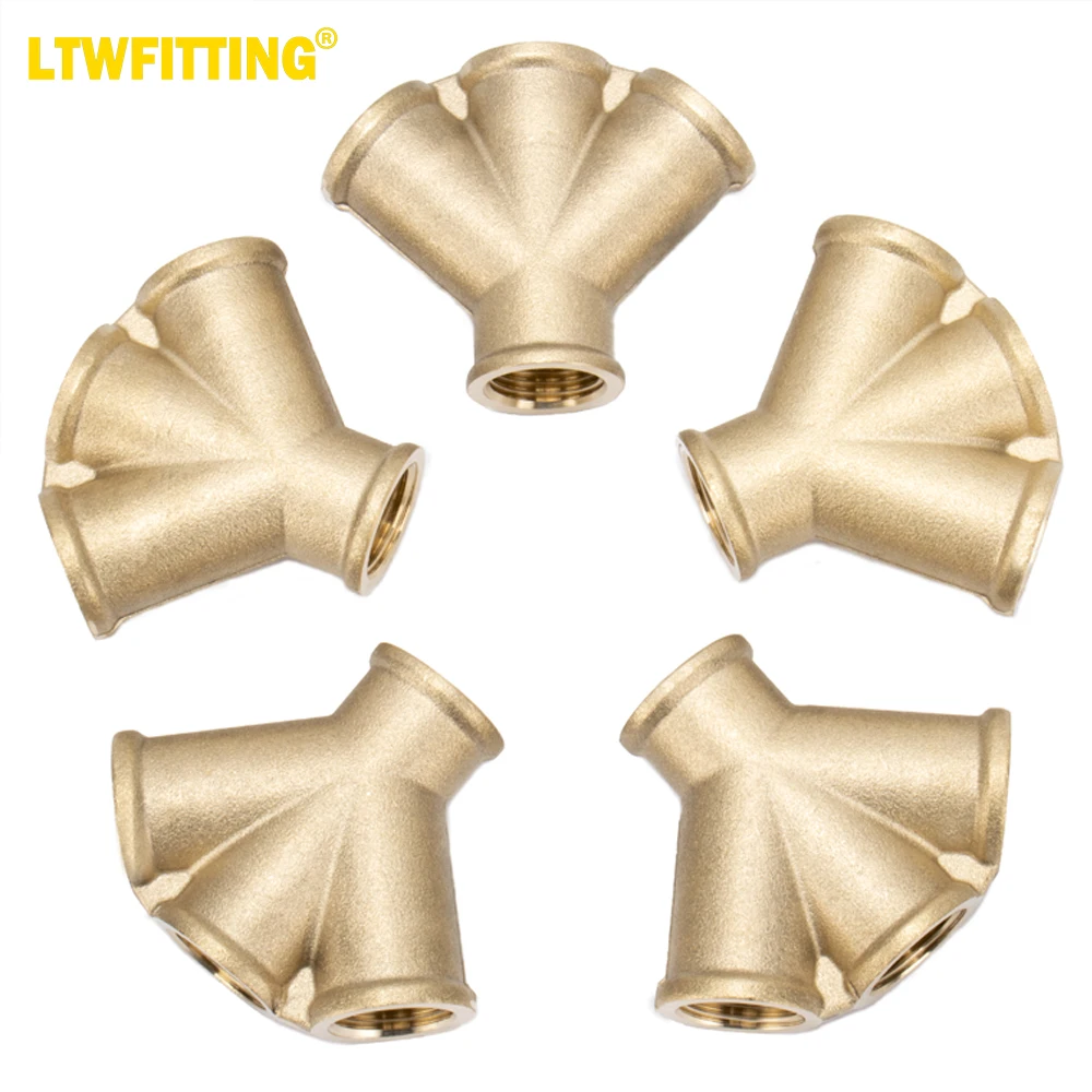 

LTWFITTING Brass Pipe Female 4 Way Y Cross Fitting 1/2-Inch NPT Fuel Air Water (Pack of 5)