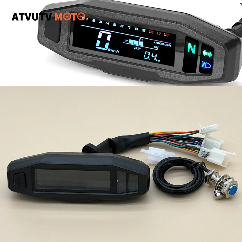 Velocímetro Universal para motocicleta, pantalla LCD, indicador de aceite, tacómetro, medidores digitales, indicador de luz de señal de giro de grupo de instrumentos