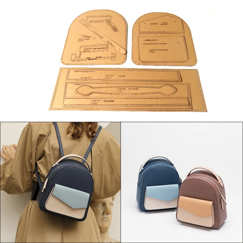 1Set Leather DIY Cutting Template Handmade Fashion Backpack Kraft Paper Sewing Stencil Leather Craft Cut