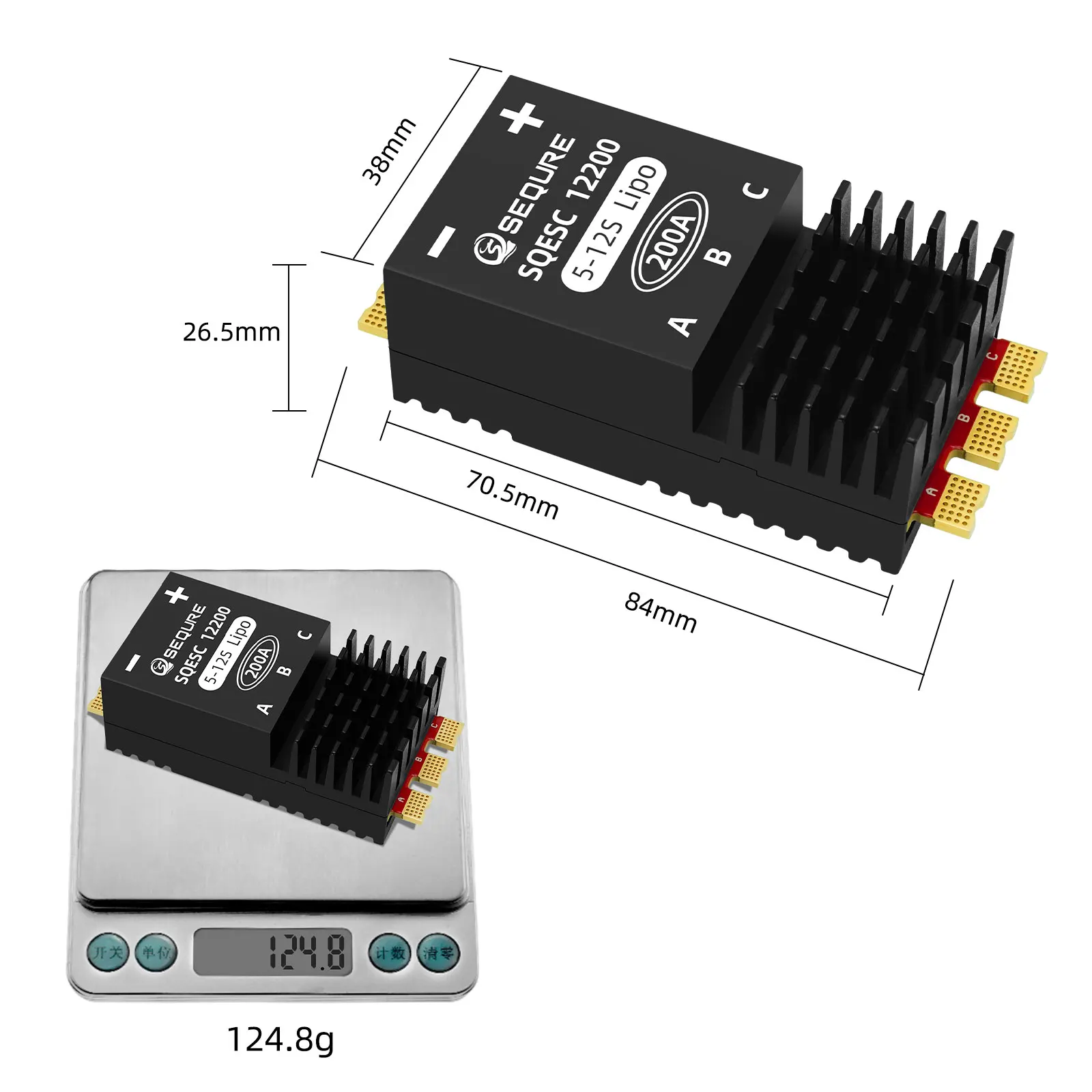 SEQURE 12200 ESC 5–12S Lipo-Netzteil 200 A bürstenloser elektrischer Geschwindigkeitsregler für Maschinenbootmodelle RC-Automodelle