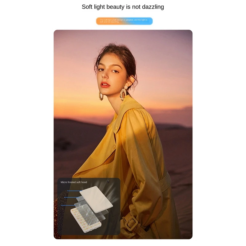 LED Mini Rechargeable Clip Fill Light Adjustable Portable Lamp For Phone, Pad, For Makeup, Selfie, Vlog Black Easy Install