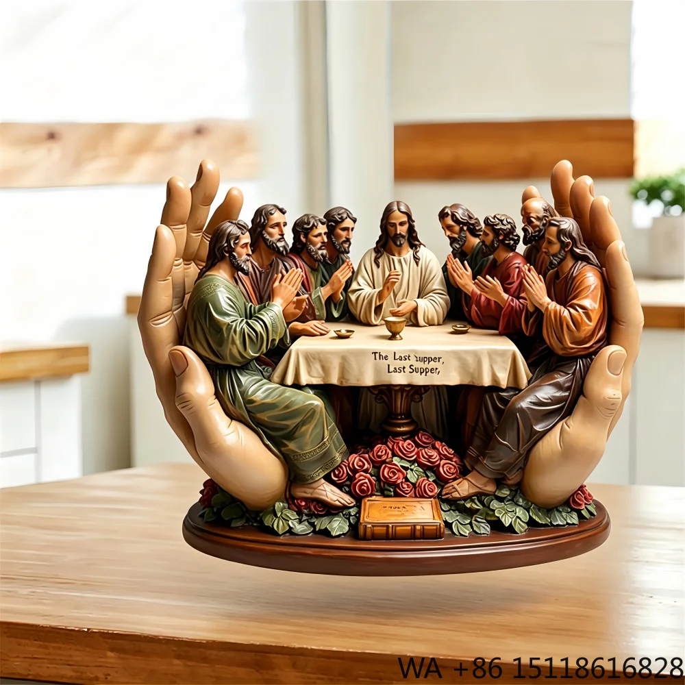 The Last Supper Artistic Animal Pattern Angel Style Resin Sculpted Irregular Shape Table Decor Figurine
