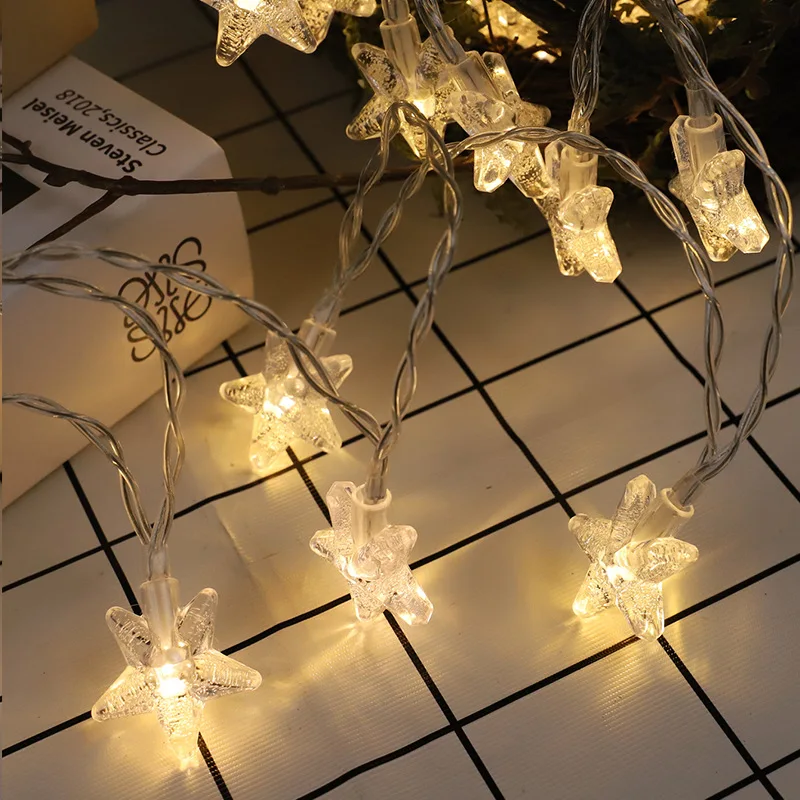 2024 Rome Christmas Decoration Star LED String Lights Indoor Party Atmosphere Home Battery Flower Fairy Lights Curtains 468