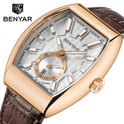 Top Luxury BENYAR NEW Quartz Mens Watches Brand Men Military Leather Male Sports Watch Hour Date Waterproof Relogio Masculino