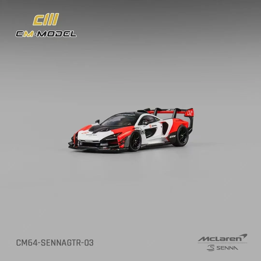CM en Stock 1:64 Mclaren Senna GTR blanc rouge moulé sous pression Diorama modèle de voiture Collection jouets