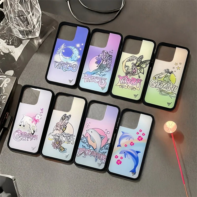 Wildflower 3D Cute the Zodiac Phone Case for iphone 12 13 14 15 16Pro Max Plus dolphin Gemini Capricorn Aquarius WF Cover Cases﻿ - Image 2