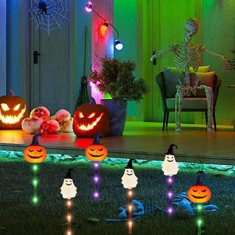 Halloween Pumpkin Garden LED Solar Stake Lights Outdoor Decorative Pumpkin Lamp Suitable For Halloween Theme Decor