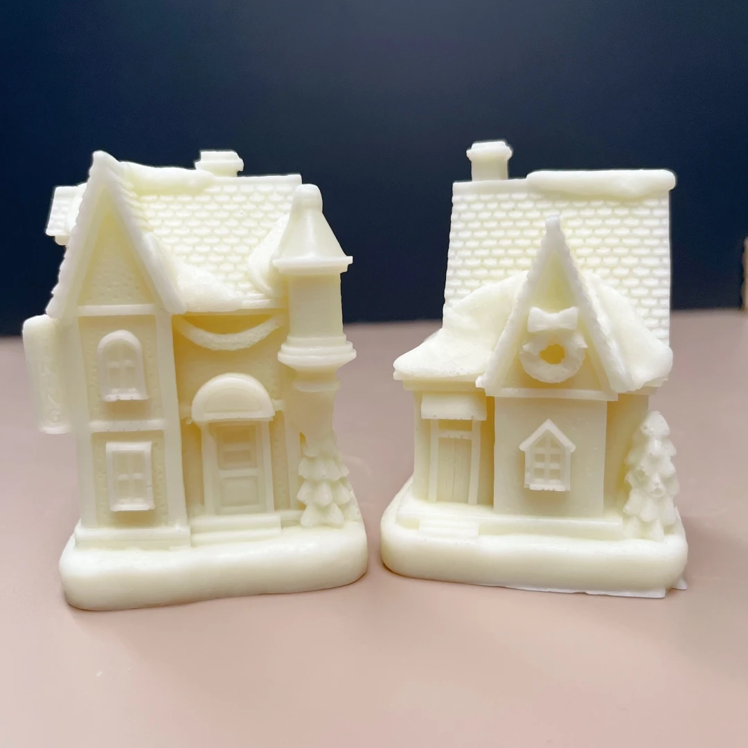 3D Nordic house candle silicone mold European castle villa resin molds chimney houses Christmas snow house mould New Year gift