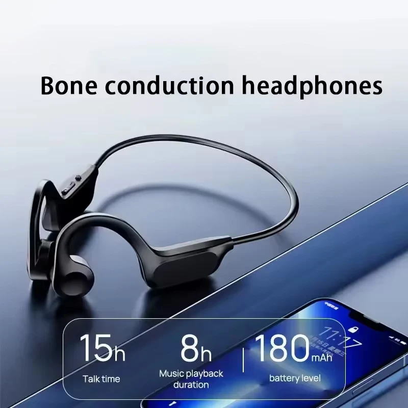 New Real Bone Conduction Wireless Earphone Sport Headphone Bluetooth-Compatible Headset Hands-free with Mic for Running