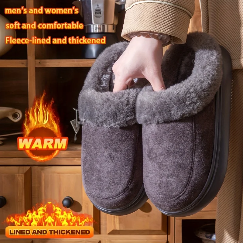 

Winter Warm Slippers Men women Plush Fur couple Home Shoes Thick Sole Anti Slip Casual Soft Comfortable fluffy bedroom Slippers