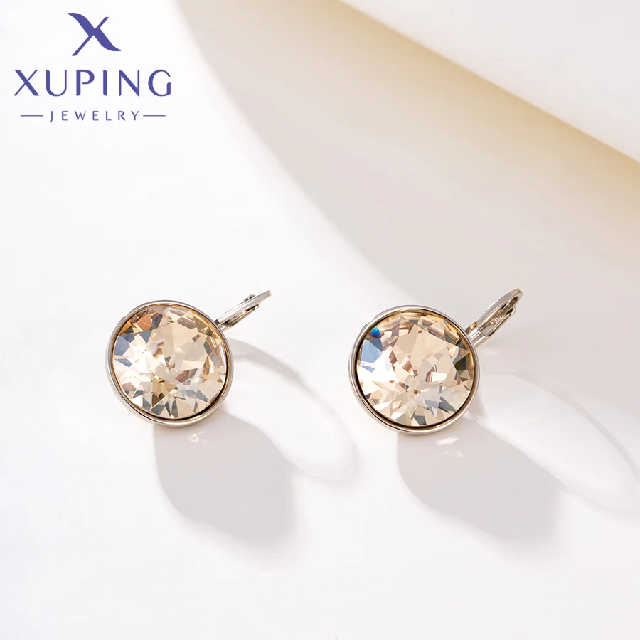 Xuping Jewelry Fashion Trendy Popular Platinum Color Crystal Earring for Women Girl Birthday Gift A00615428