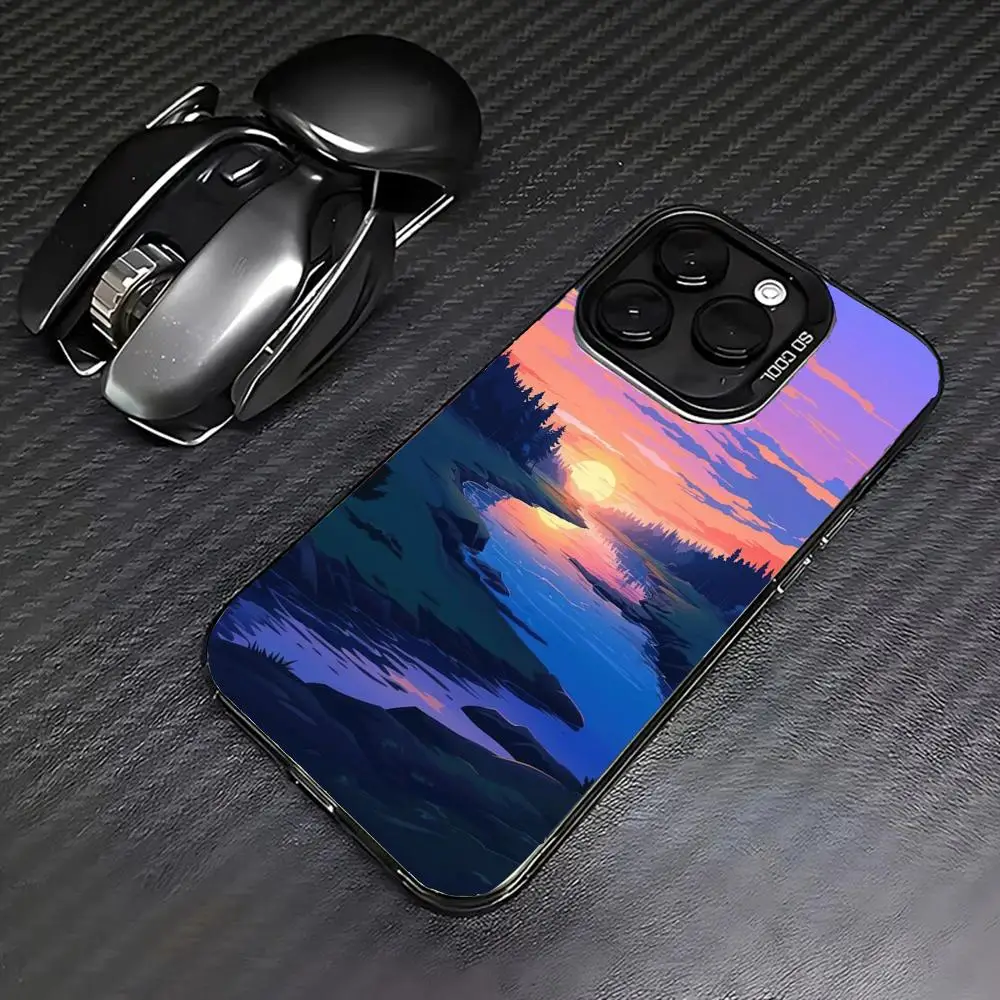 

Sunset view case for iPhone17 16 15 14 13 12 11 Pro/ Max/Plus shock-proof rear cover anti-fingerprint