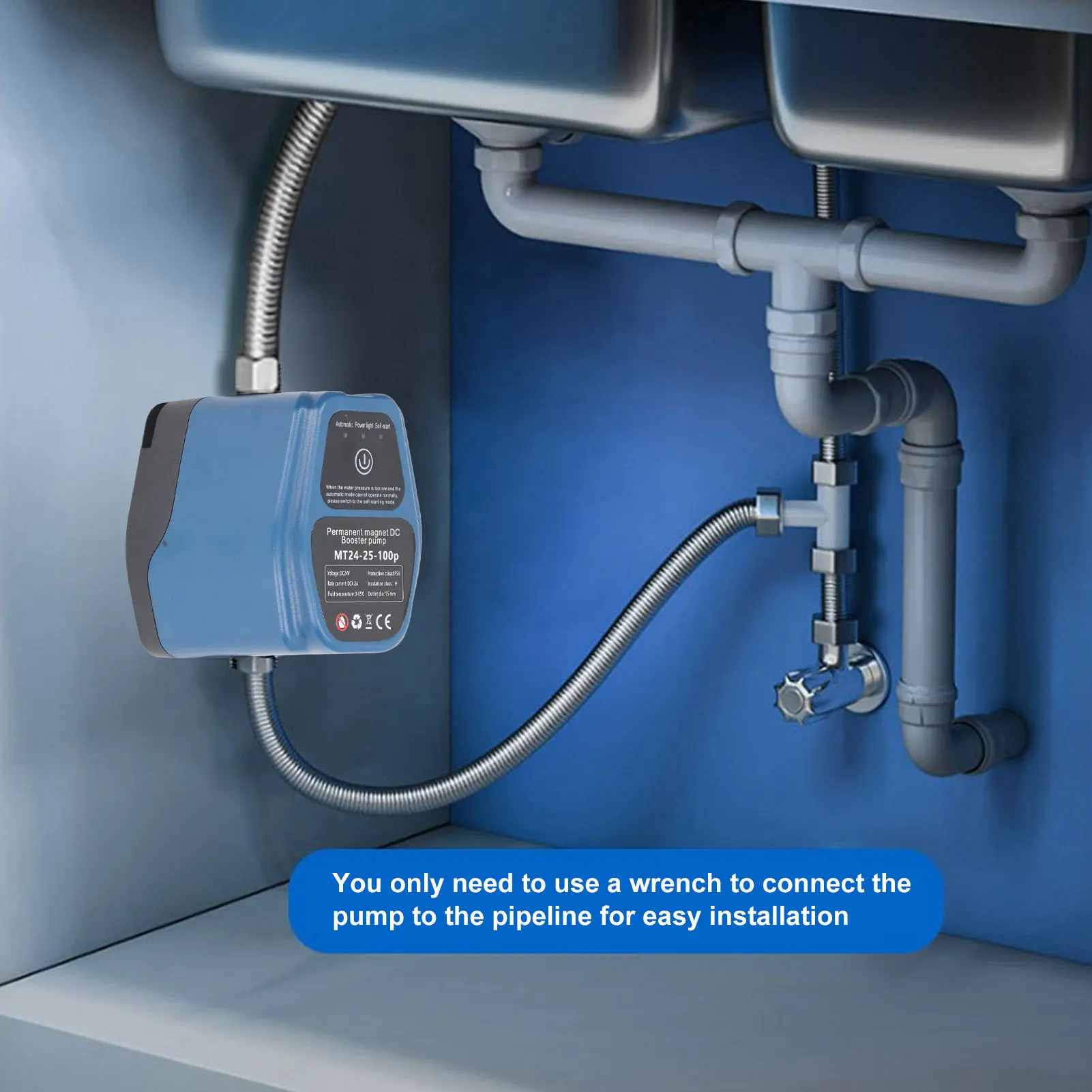 Water Pressure Booster Pump 100W 24V 25L IP56 Intelligent Sensing Automatic Shower Booster Pump