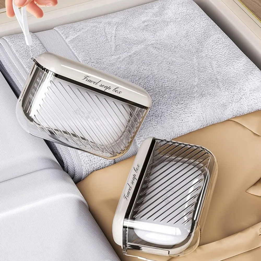 

2pcs Plastic Travel Soap Dish Hygienic Storage Portable Soap Holder Sealed Design Transparent Soap Container Campsites