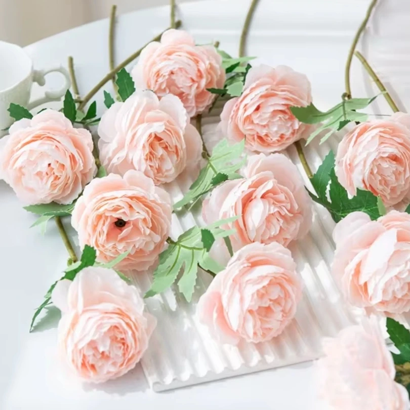 

5pcs Artificial Flower Silk Peony Wedding Bridal Bouquet Outdoor Yard Garden Home Room Decor Vase Festival Colorful Arrangements