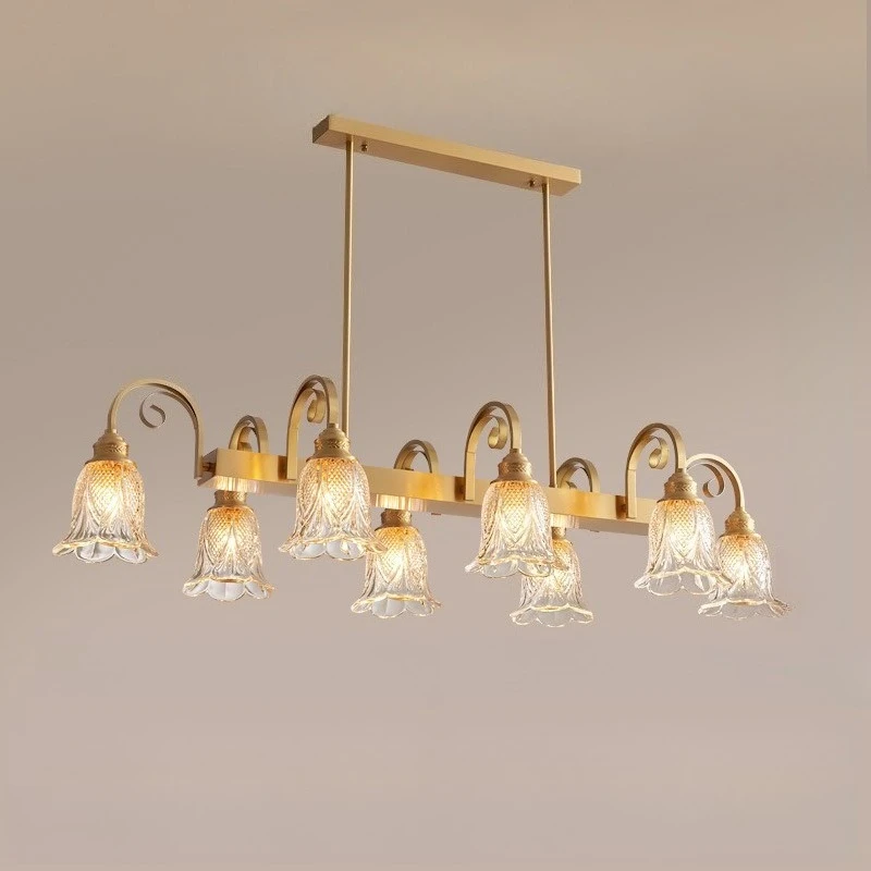 

All-copper American light luxury restaurant lamp chandelier three-head bar lamp