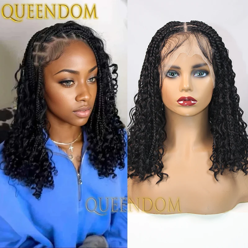 Synthetic Bohemia Braid Wig 12 Inch Dreadlock Short Bob Box Braided Full Lace Wig for Women Knotless Cornrow Crochet Braids Wigs