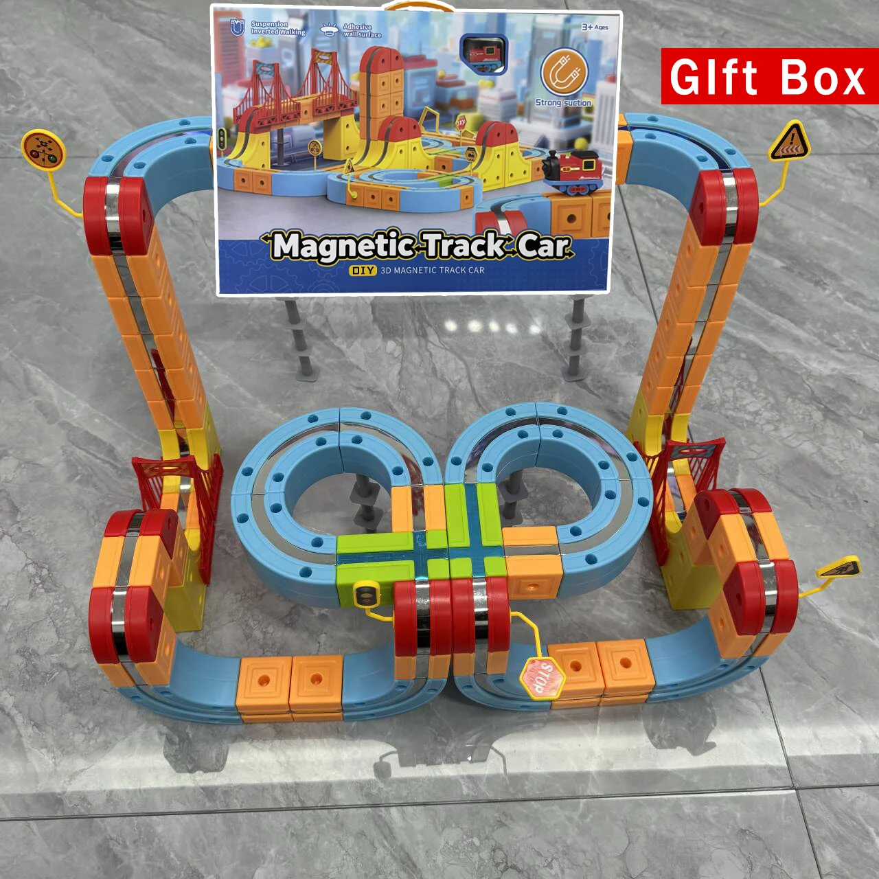 Voiture sur rail à blocs de construction magnétiques-jouet de construction éducatif STEM pour enfants, cadeau d'apprentissage de développement jouet Montessori cadeau