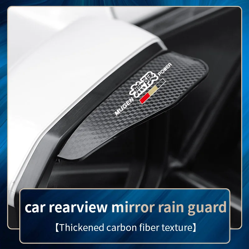 2Pcs Car Rearview Mirror Rain Eyebrow Patterned Side Waterproof Shield Rain for Honda Mugen Power Accord Civic Vezel Crv City