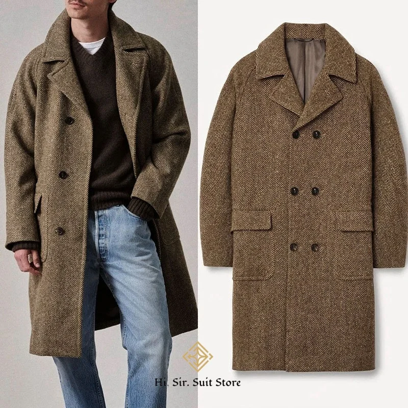 

Mens Casual Blazer Coats Wool Blend Men Trench Coat Jacket Double Breasted Classic Warm Men's Sport Coats Party Shopping Busines