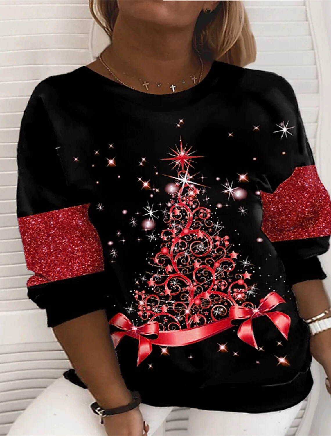 Fashion Christmas Tree Pattern Women Sweatshirts Autumn Winter Long Sleeve 3D Printed Christmas Streetwear Female Sweatshirt
