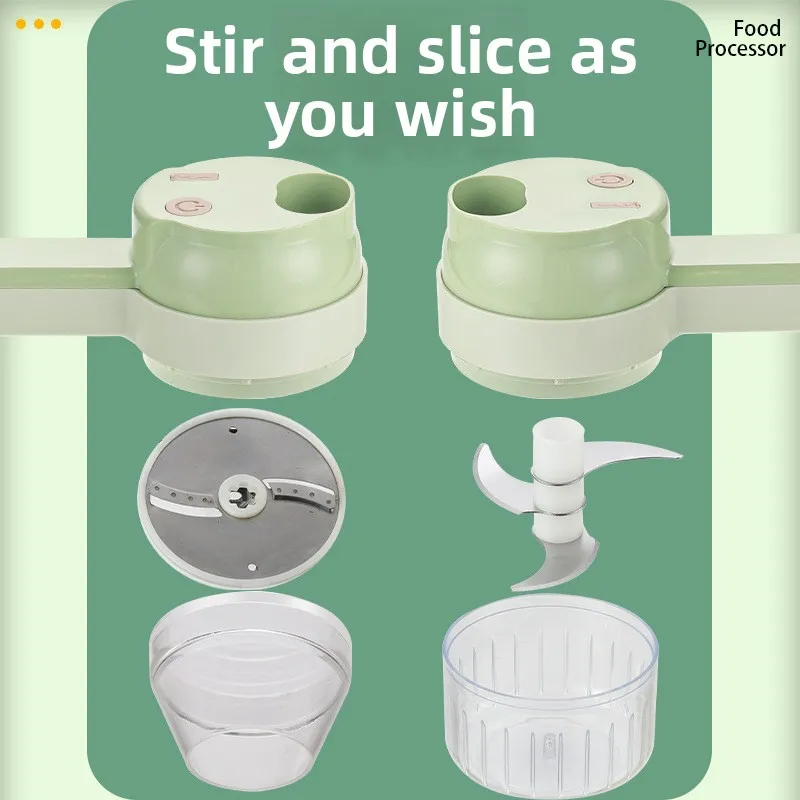 4 في 1 قطاعة الخضراوات اللاسلكية الكهربائية المحمولة أداة تقطيع الطعام الثوم مهروسة القاطع شريحة USB آلة مفرمة اللحم