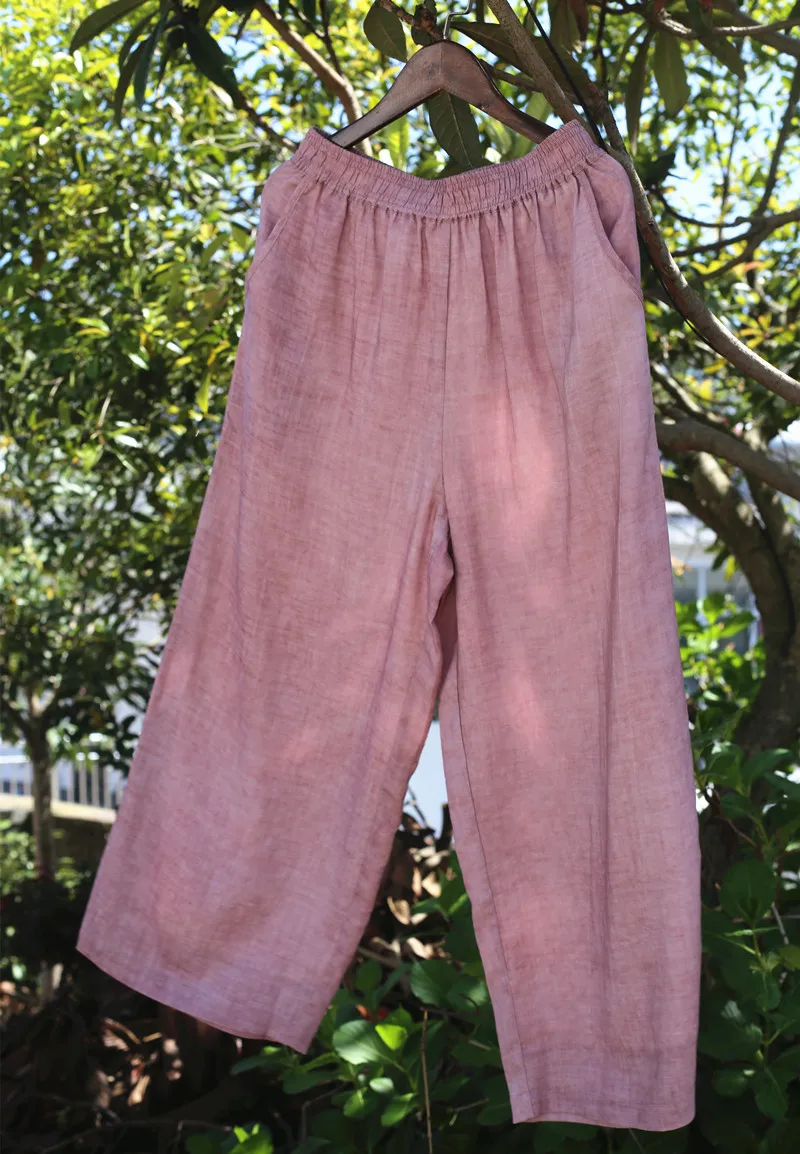 

New Sle Linen Chinese Pants Draped Loose Comfortable Casual Trousers with Versatile Women's Wide Leg Pants K250