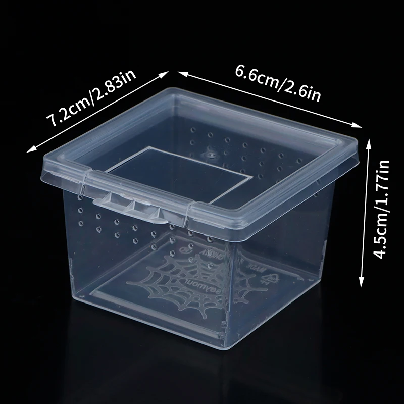 1Pc Square Transparent Plastic Reptile Insect Spider Breeding Feeding Box Container Tank Transport Case Hatching Tank