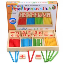 Wooden Counting Sticks Calculate Learning Box Mathematics Teaching Aids for Early Childhood Education Digital Puzzle Toys